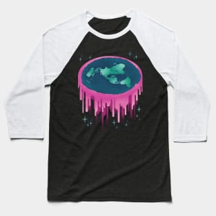 Neon Drippy Flat Earth Baseball T-Shirt